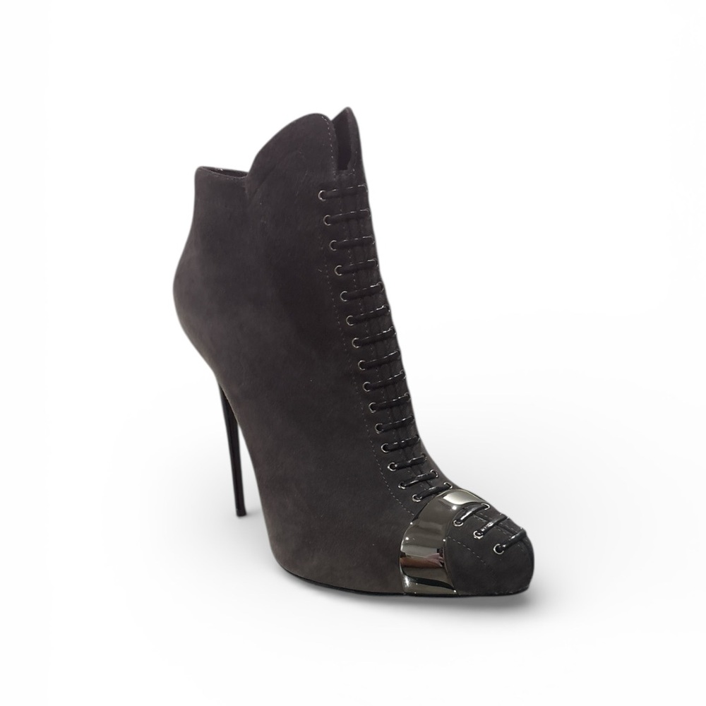 Gianmarco Lorenzi Black Heeled Boots with Silver Detail